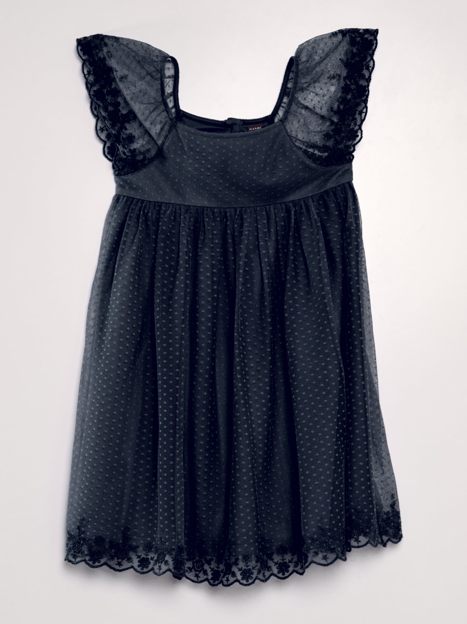 Vestito trapezio in tulle plumetis - blu