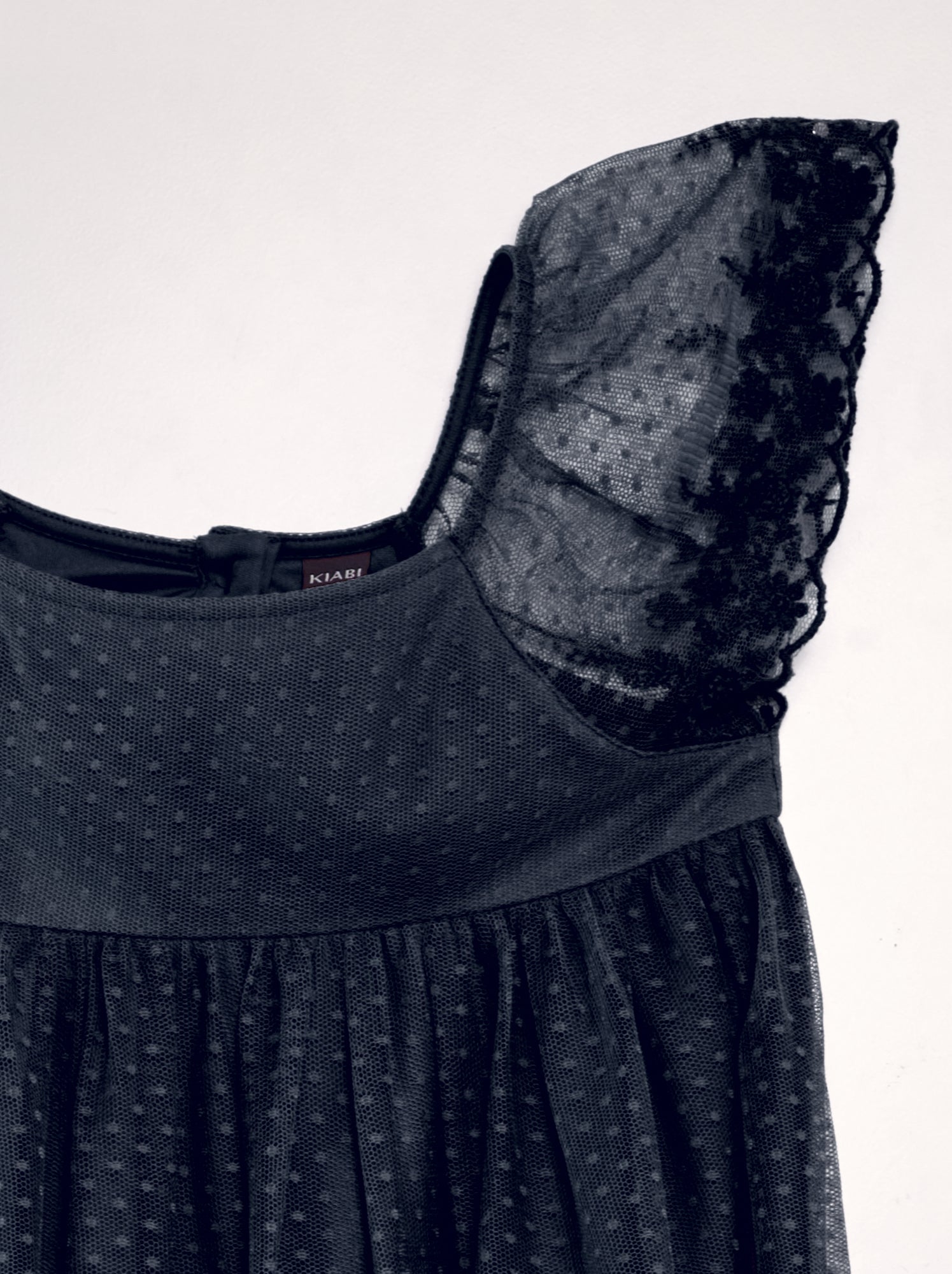 Vestito trapezio in tulle plumetis - blu