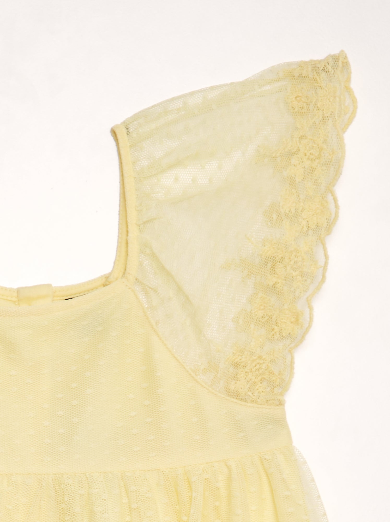 Vestito trapezio in tulle plumetis - GIALLO