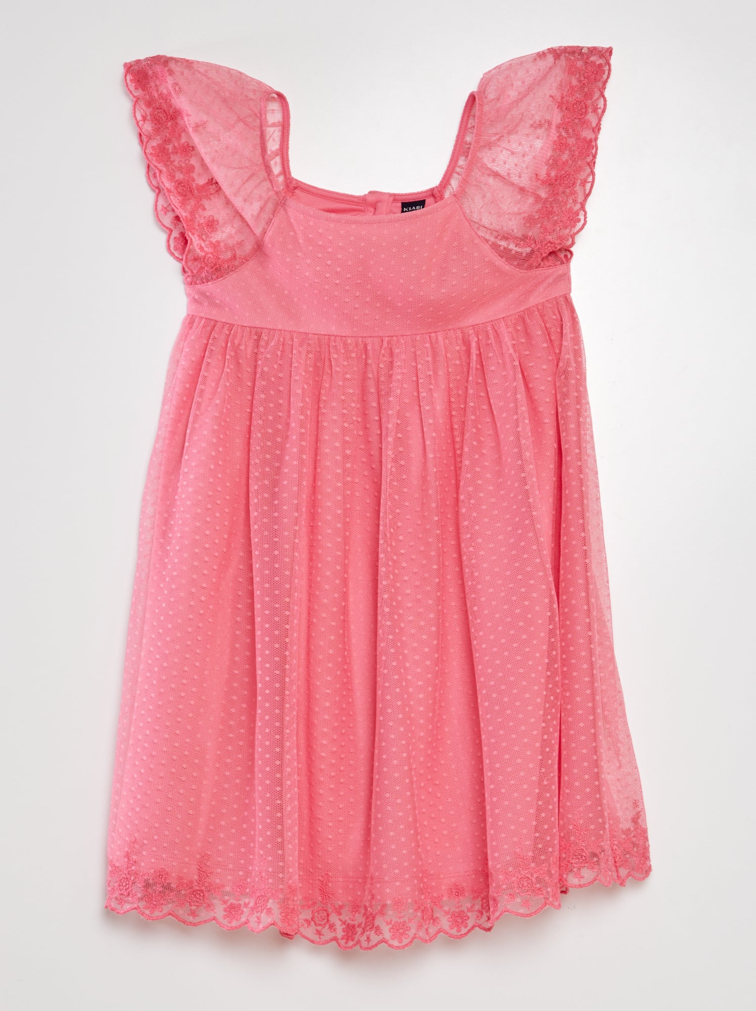 Vestito trapezio in tulle plumetis - rosa