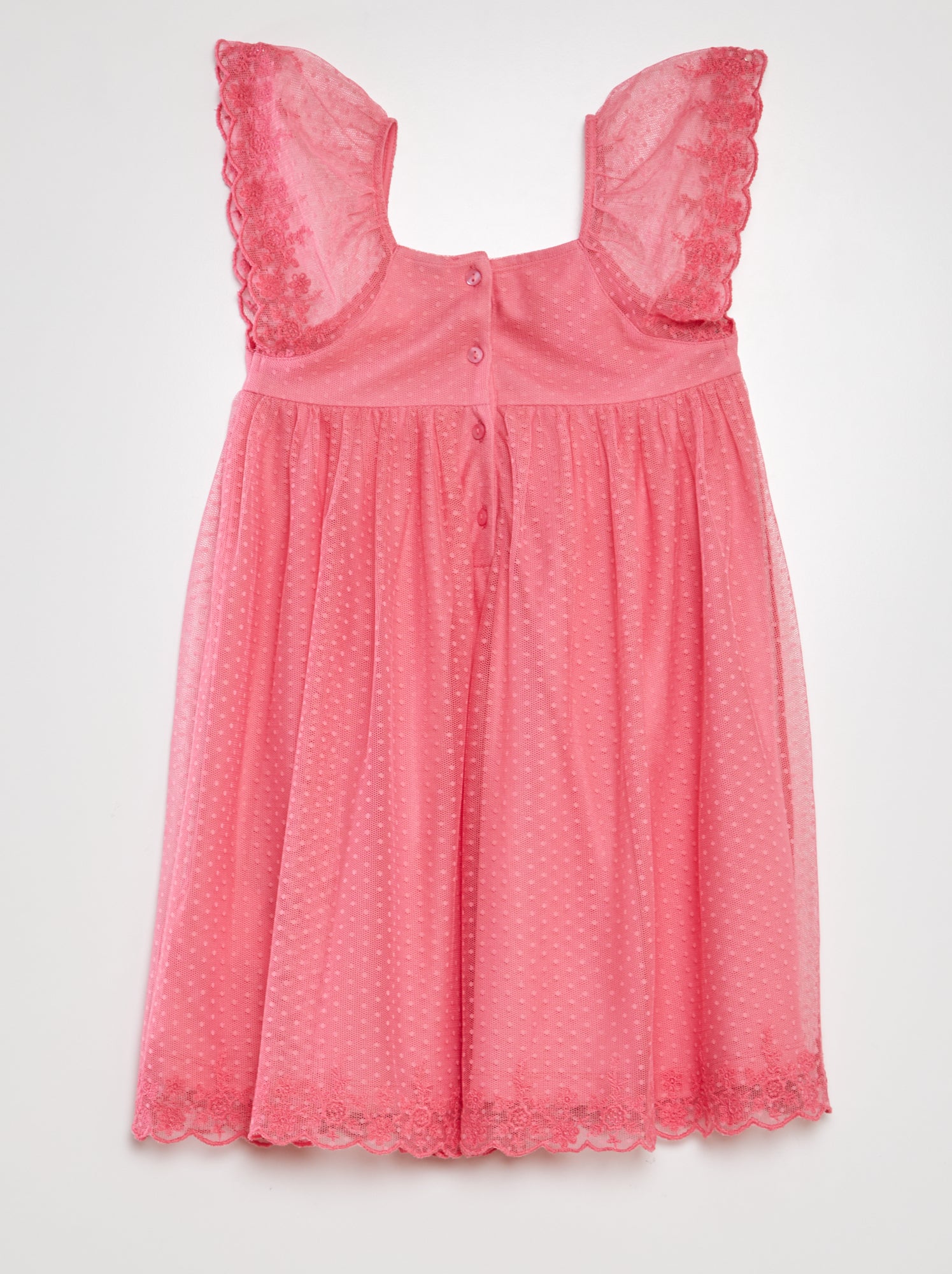 Vestito trapezio in tulle plumetis - rosa
