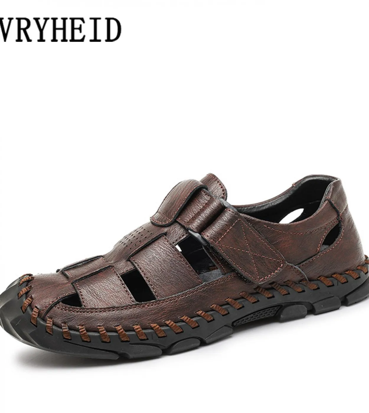 Vryheid Sandali da uomo in vera pelle Traforato Scarpe da pescatore traspiranti Stile Gladiatore retrò Estate Allaperto Spiaggi