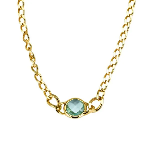 XGR693DA Collana bronzo placcato oro giallo con ciondolo cristallo colore acquamarina    