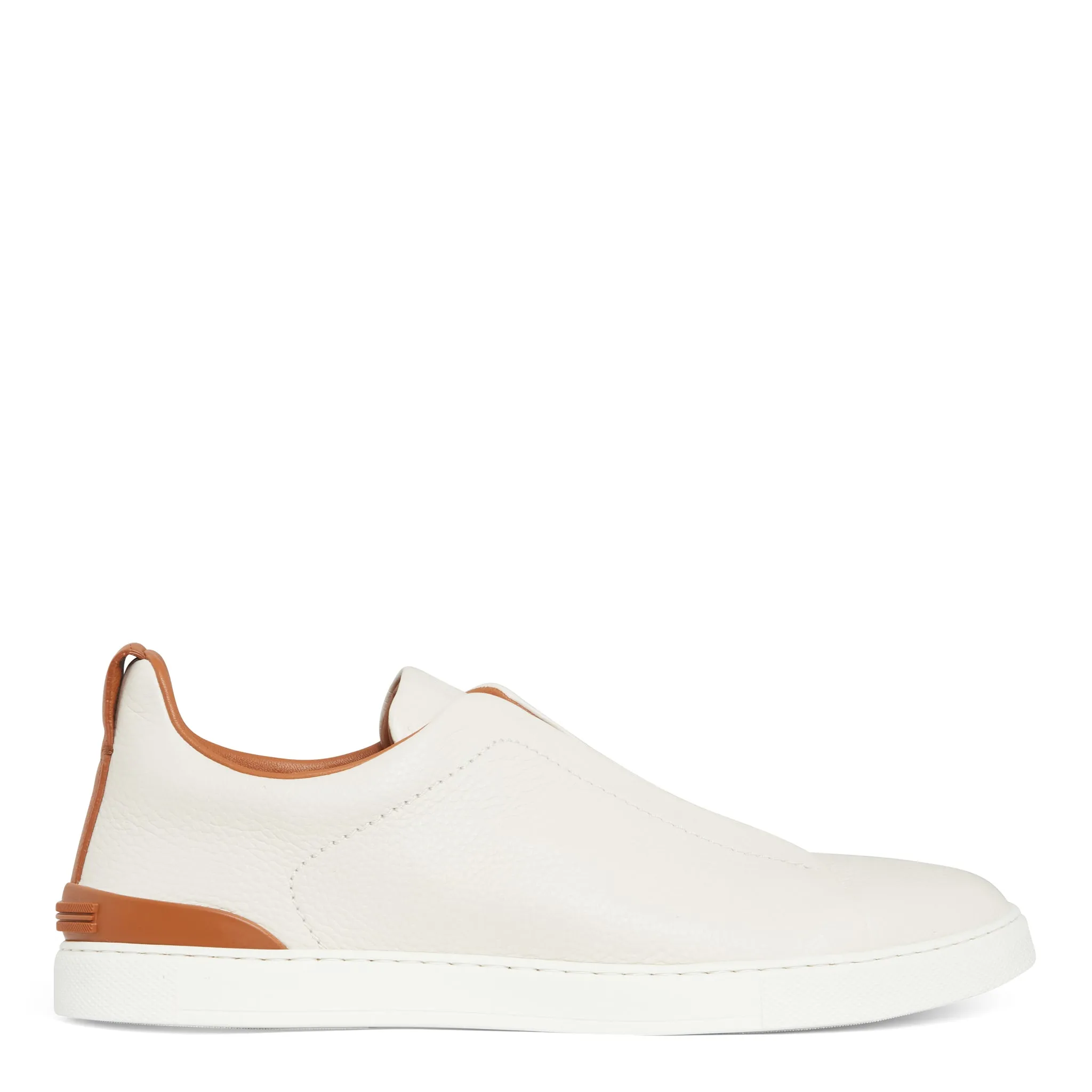 ZEGNA  Sneakers ''Low Top Triple Stitch'' in pelle bianca
