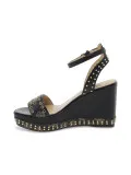 Zeppa Guess SANDALO ALTO LOGATO in pelle nero e marrone