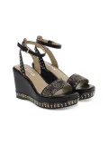 Zeppa Guess SANDALO ALTO LOGATO in pelle nero e marrone